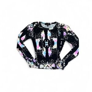 VTG Y2k multicolored‎ grunge goth party longsleeve cotton top small